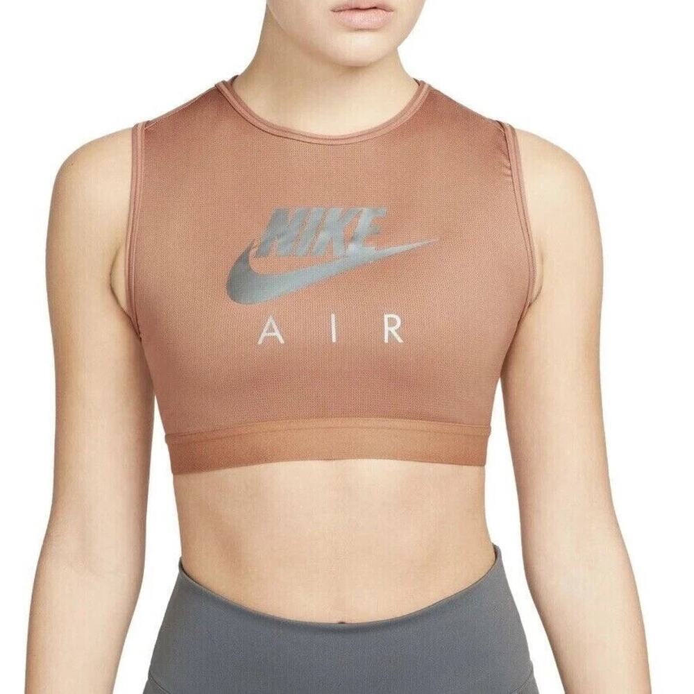 Nike Women's Air Dri-Fit Swoosh Sports Bra DM0643-215 Mineral Brown Size X-Large